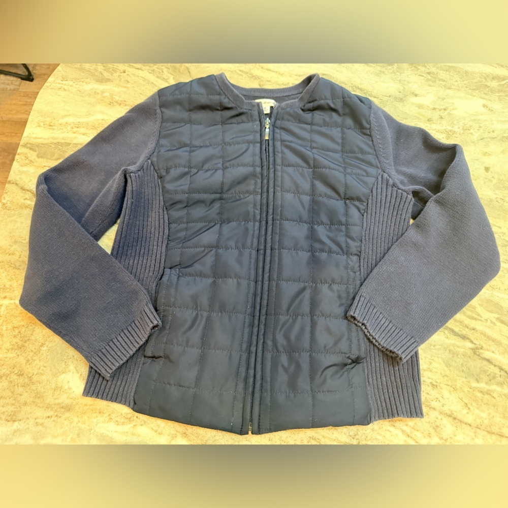 Croft & Barrow Women’s Navy Quilted Zip Jacket Knit Sleeves Size M - Picture 1 of 10